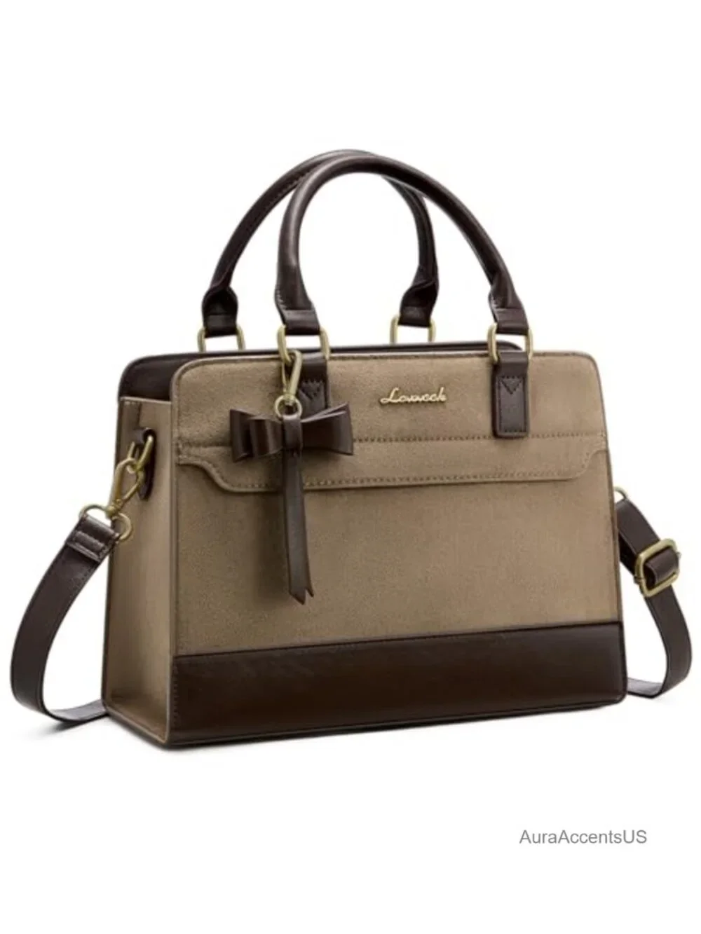 Faux Suede Satchel Handbag with Zipper | Women's Leather Tote Purse
